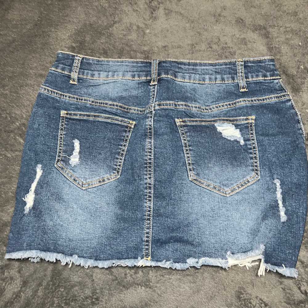 Denim Rhinestone Mini Skirt - Picture 3 of 3